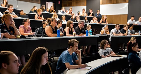 Students sitting in lecture theatre at ECU South West