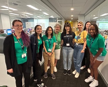 ECU Alumni – LEFT to RIGHT: Alyssa Booth (Imdex), Poojan Sharma (IBM), Cherie Barringhaus (Cyber CX), Stella Park (Retrospect Labs), Luiza Fugarevici (ECU), Celeste Ivers (Seamless Intelligence), Fadzayi Chiwandire (Cyber CX).