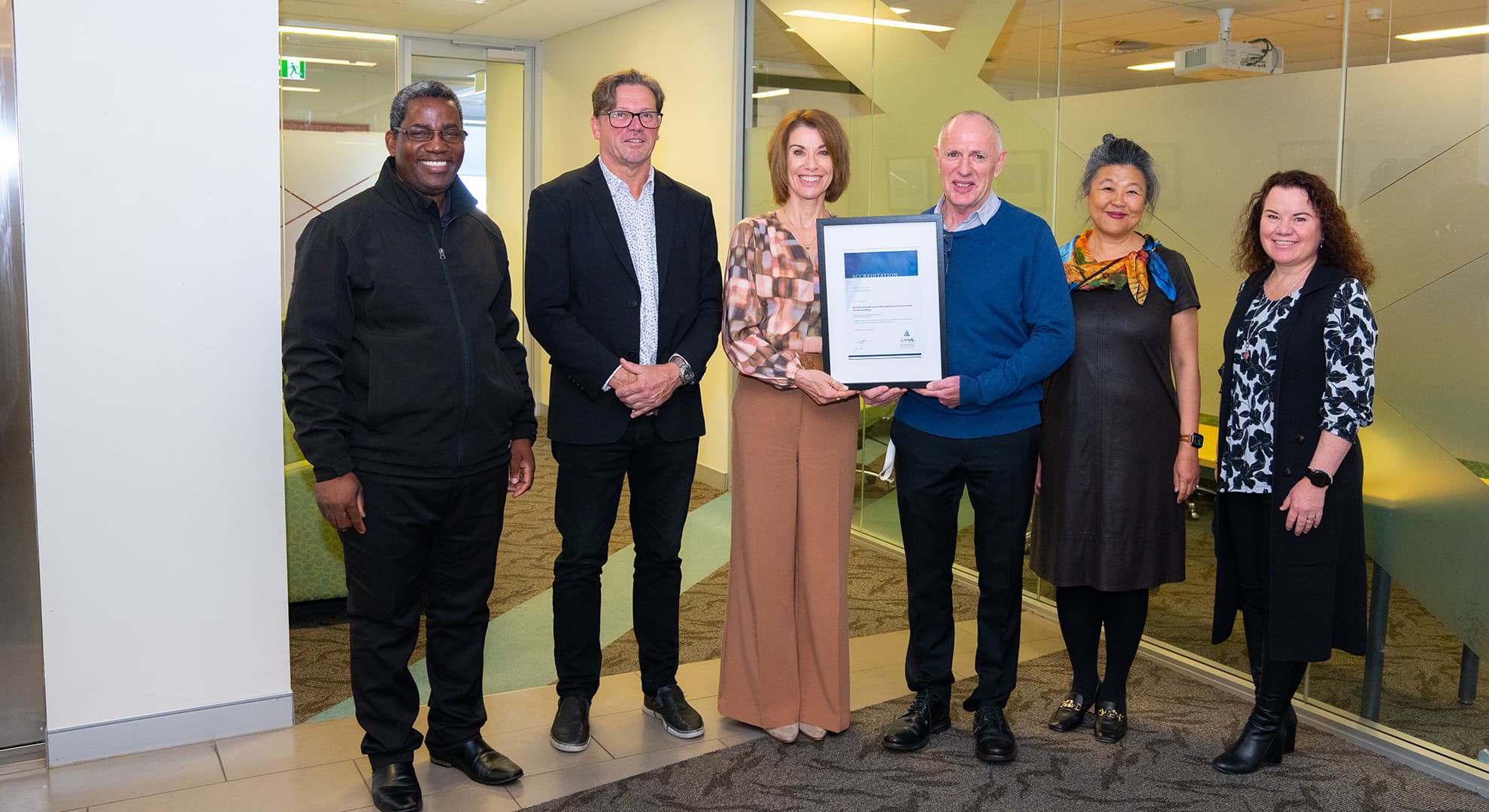 Dr Edmore Masaka, EHA National President Philip Swain, Professor Amanda Devine, Professor Jacques Oosthuizen, Professor Moira Sim and Sally-Anne Doherty.