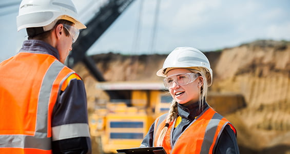 two mine workers on site