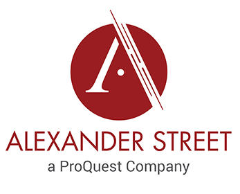 The Alexander Street logo is a red circle with an A overlaid. The words ‘Alexander Street a ProQuest Company’ are written beneath.