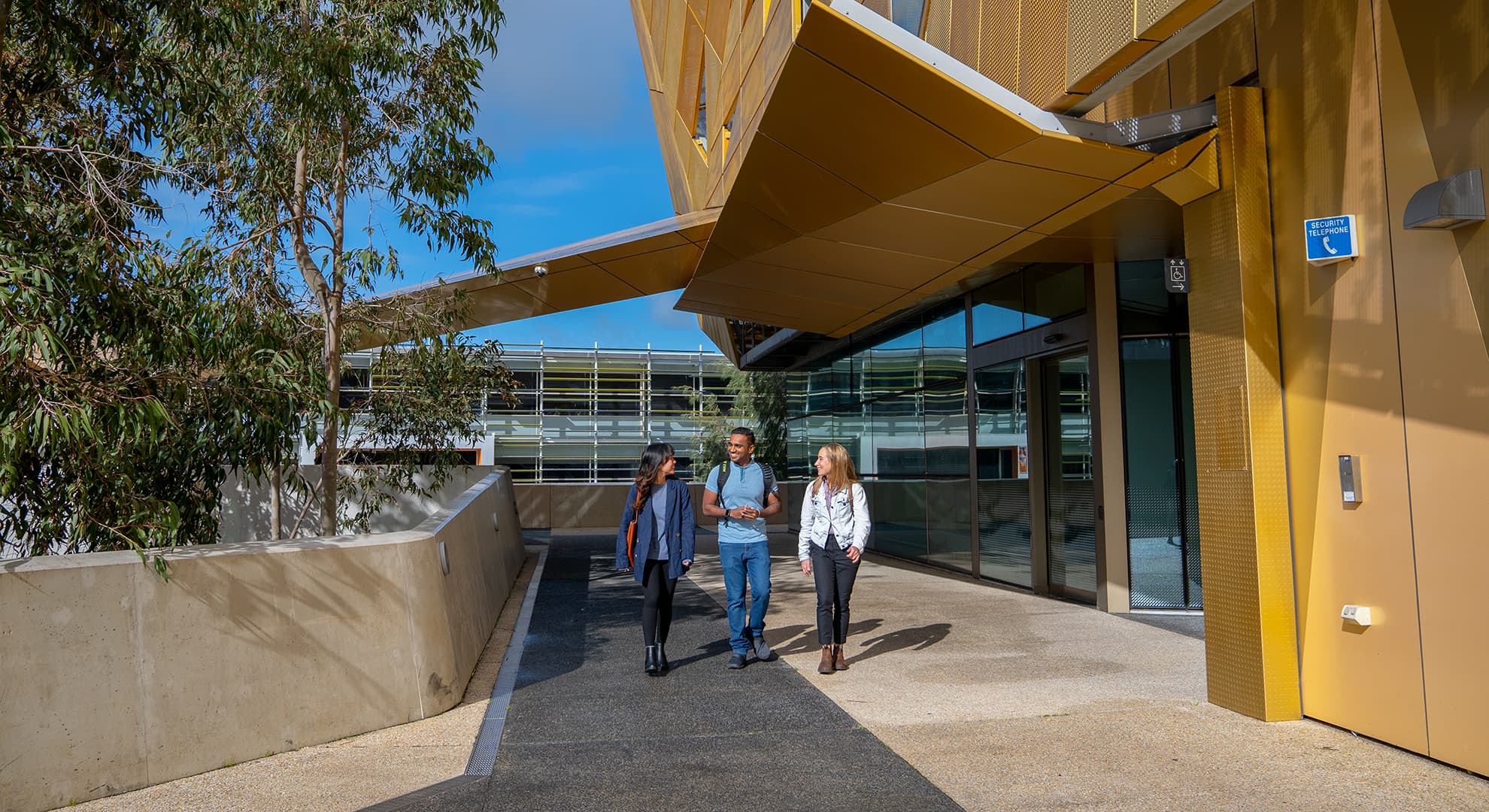 Students walking and talking at Joondalup campus