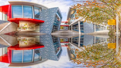 Abstract image of buildings and trees