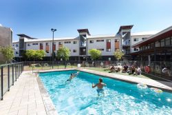 Swimming pool view of student village at ECU Mount Lawley