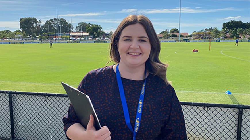 ECU graduate Kate Diviney working at the West Coast Eagles football club.