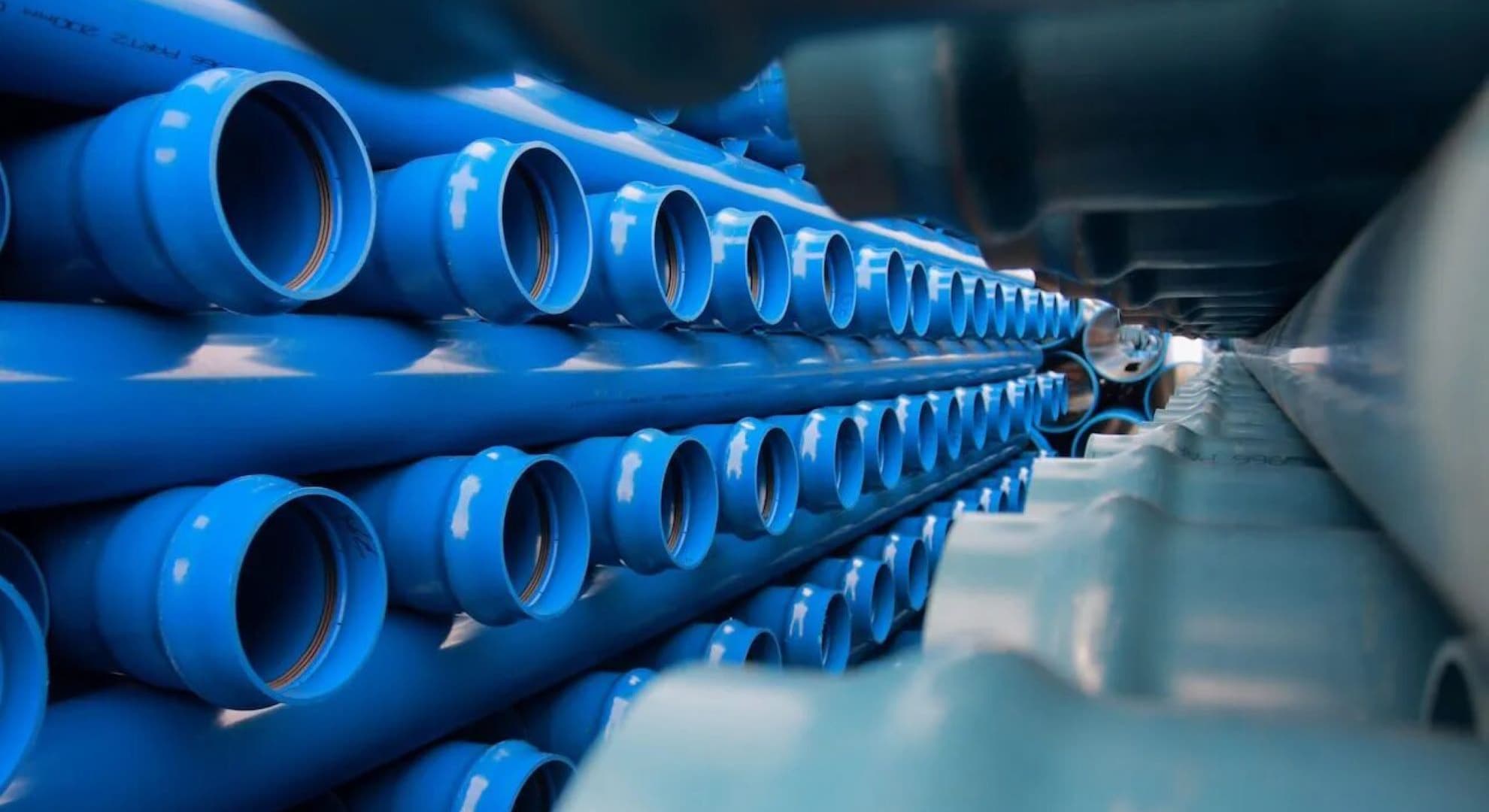 A row of PVC piping