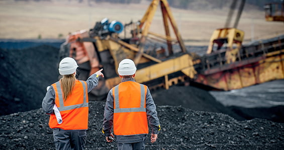 two mine workers on site