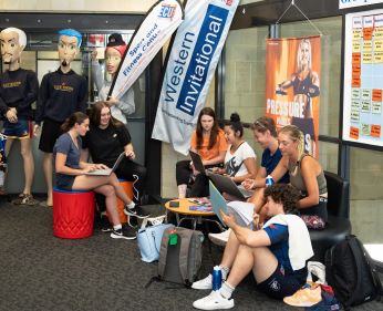 Students in the foyer of ECU Sport and Fitness Centre.