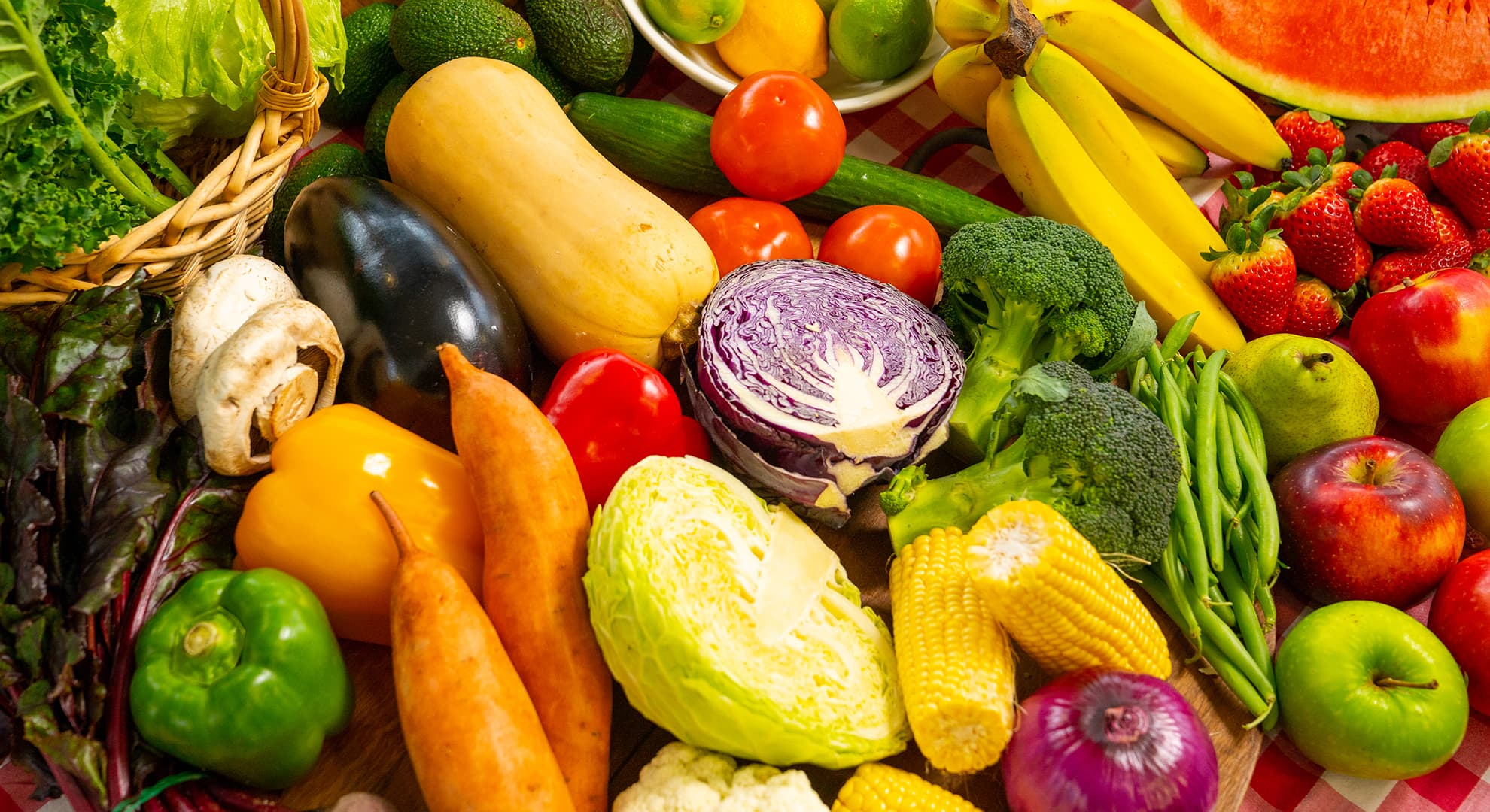 A range of fruits and vegetables