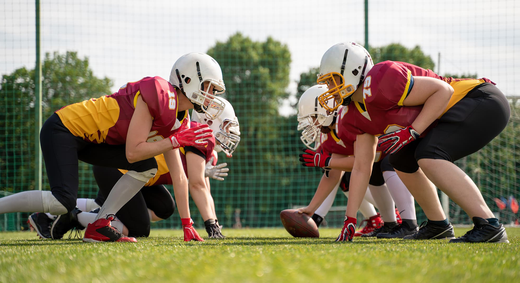 Women practising their gridiron moves