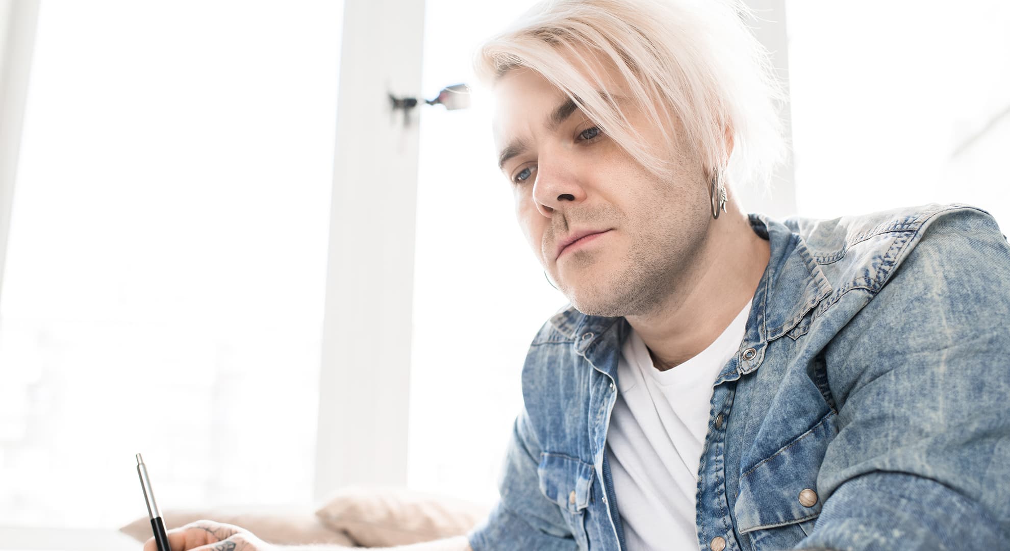 Man studying at desk