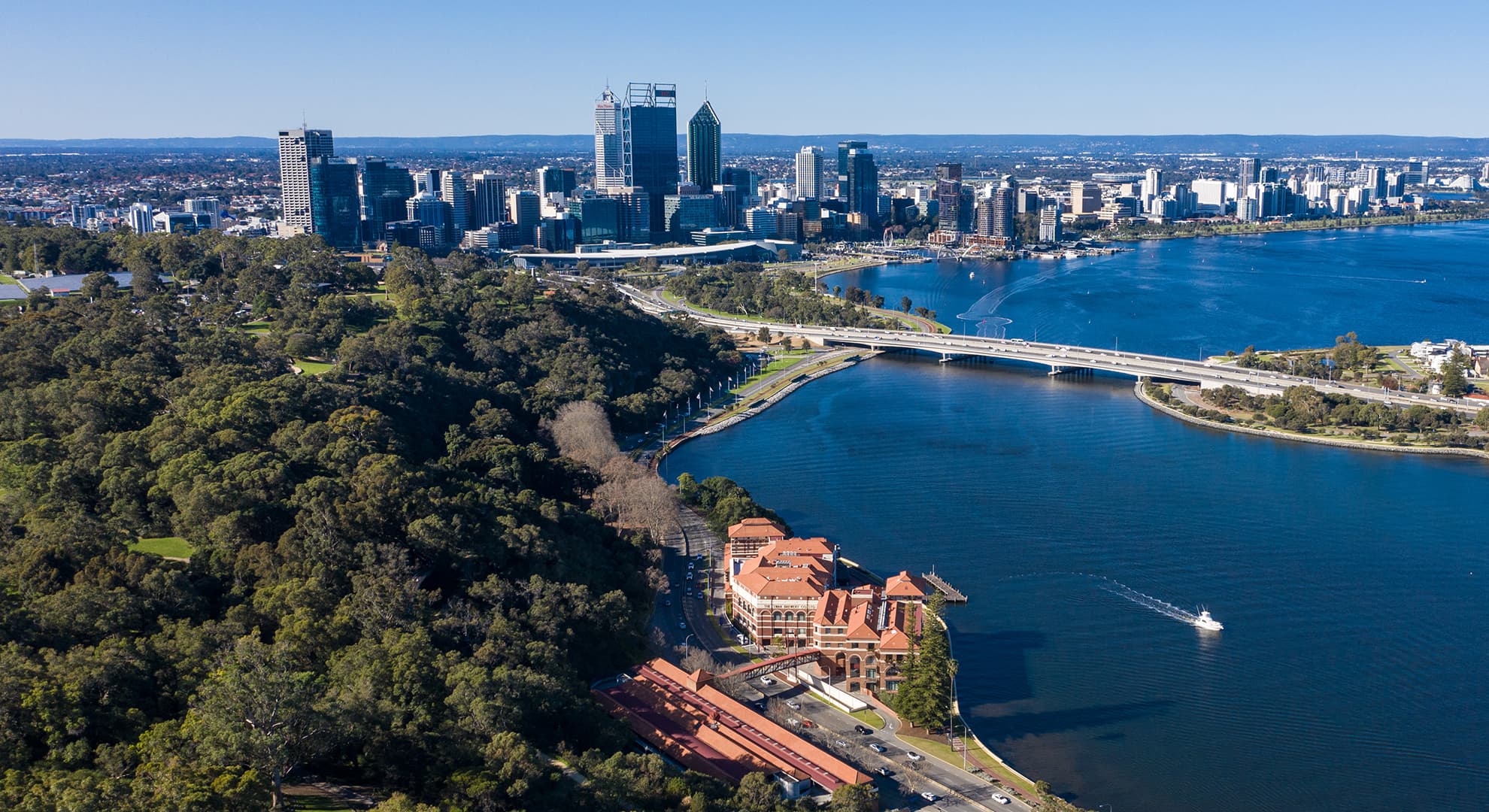 Aerial view of Perth city and Kings Park