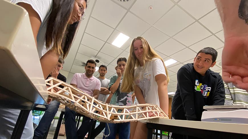 Young students at a workshop