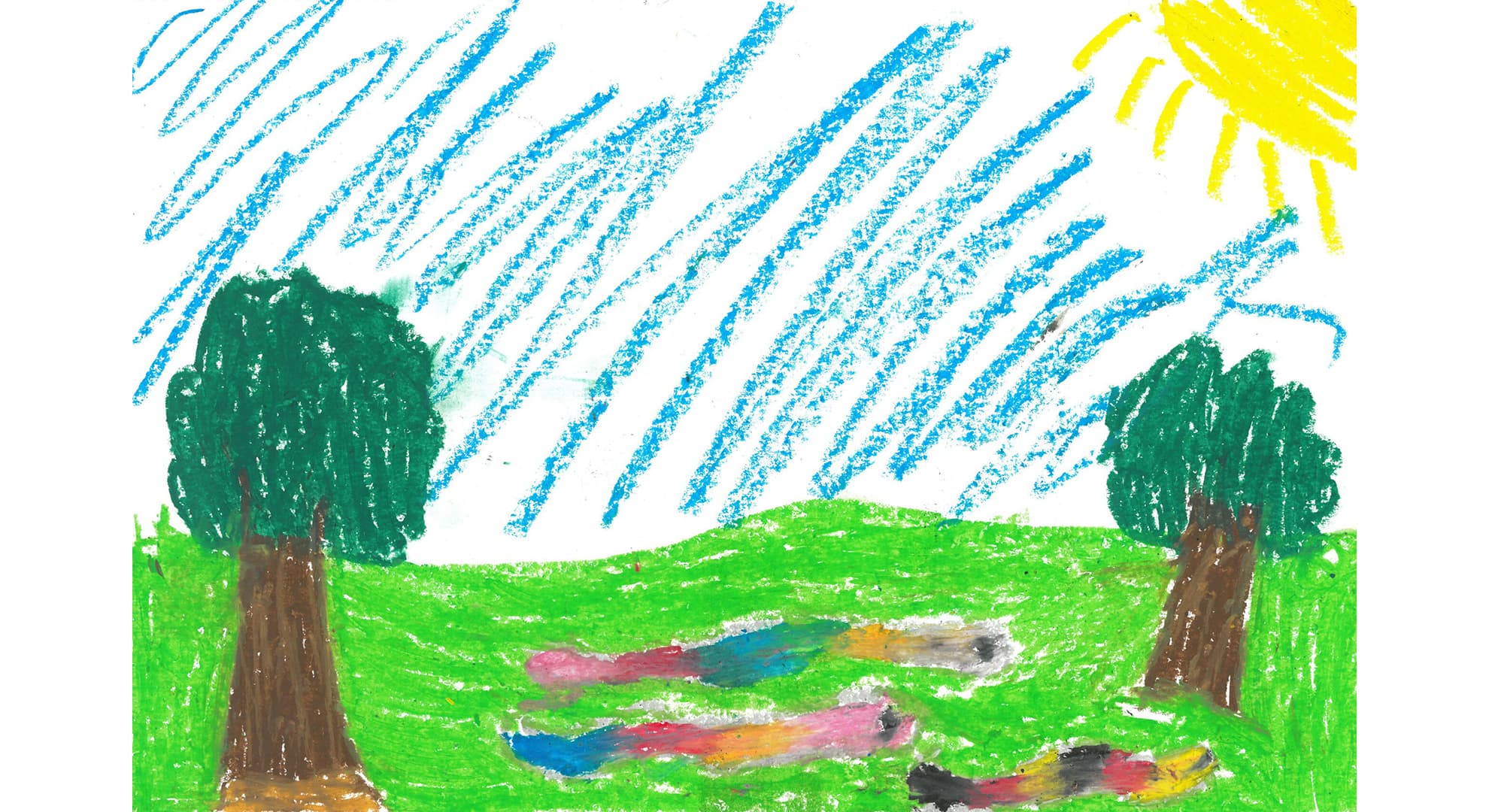 Drawn image of rainbow snakes.