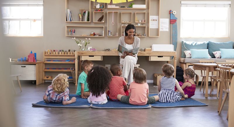 Teacher reading to students