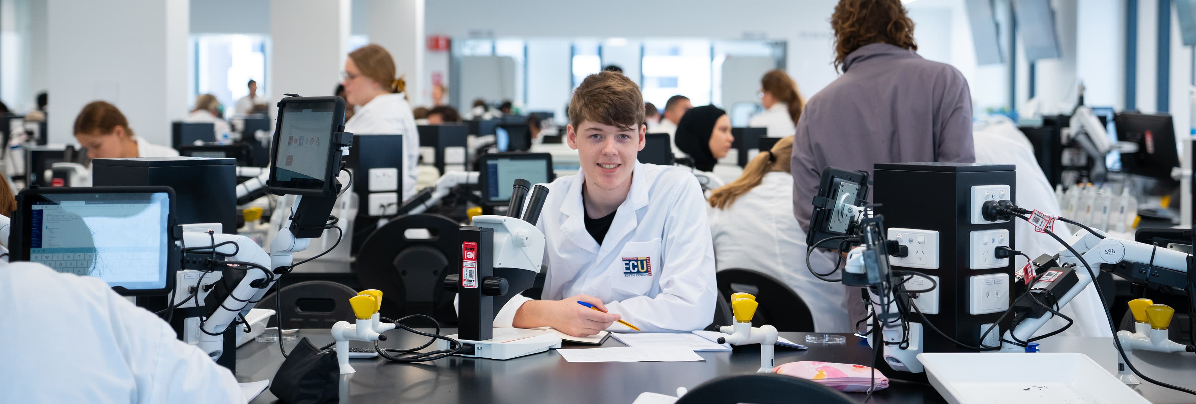 Science student at desk