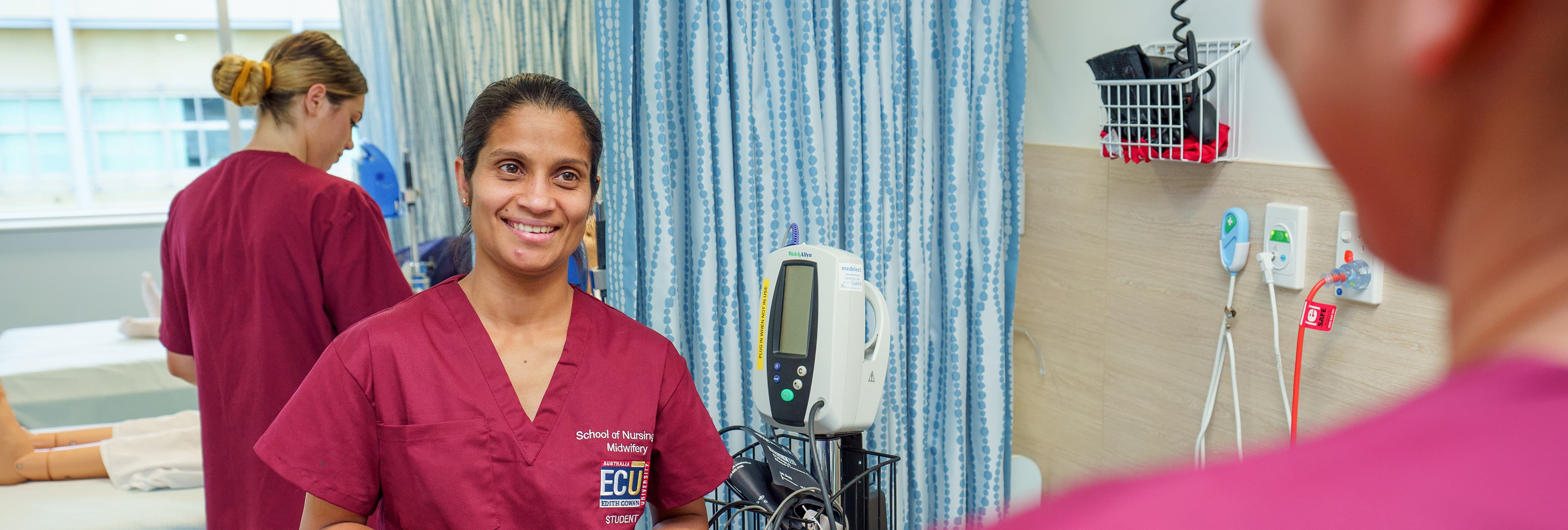 A nursing student in the practice ward