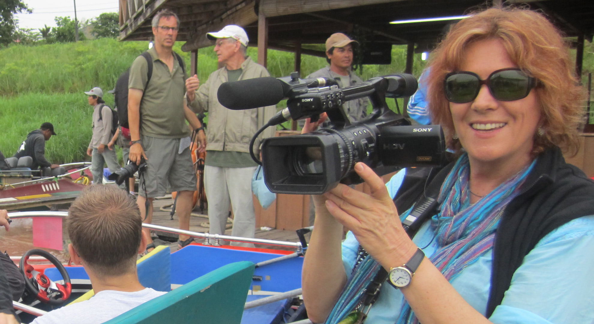 Associate Professor Cathy Henkel on location filming.