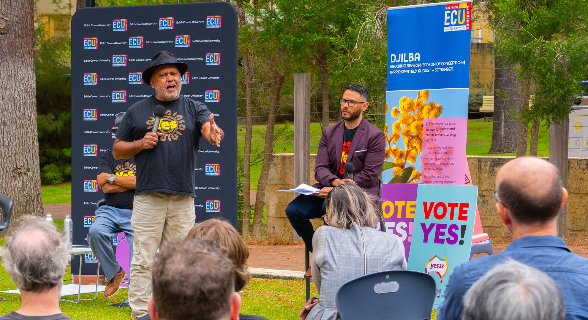 Noel Pearson addresses ECU staff and students at Joondalup campus.