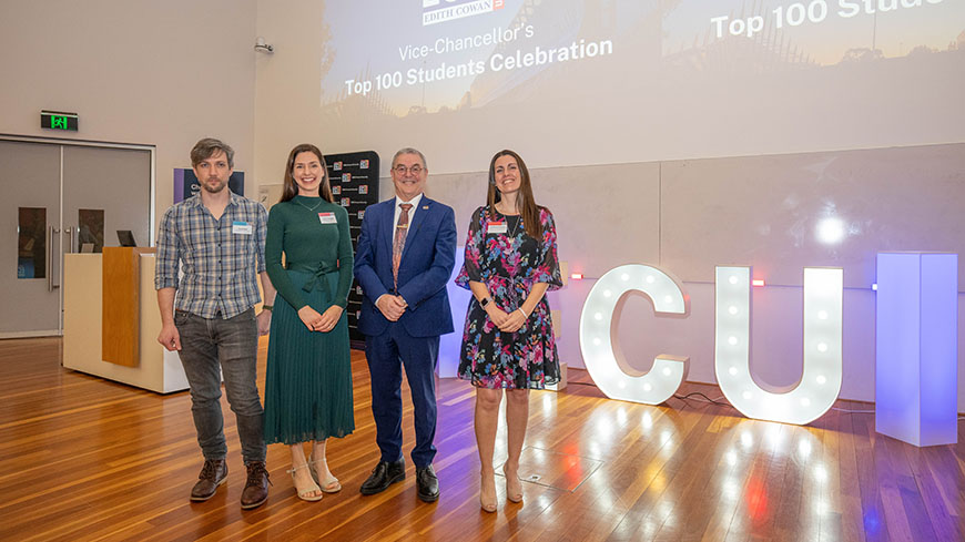 David Bell, Katie Douglas, ECU Vice-Chancellor Professor Steve Chapman and Katherine Barclay.