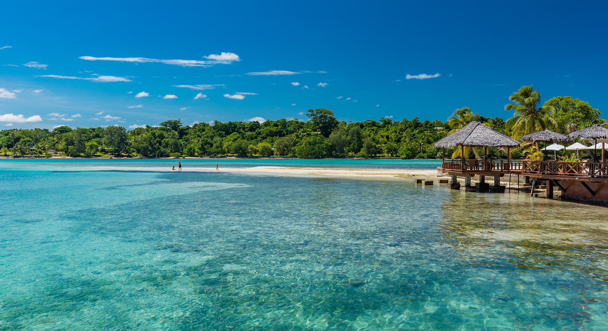 Aerial view of a waterfront in Tonga.