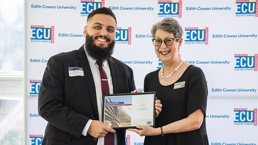 Joel Eyre and Director, International for the School of Education, Associate Professor Glenda Campbell-Evans.