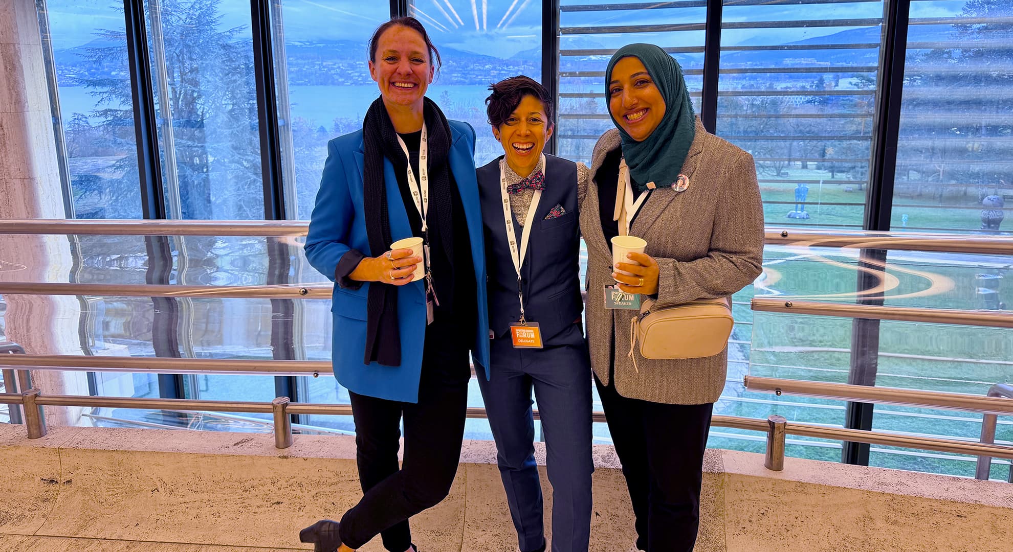 Dr Ashlee Morgan, Professor Sophia Nimphius and Shireen Ahmed pose for a candid photo at the Sporting Chance Forum
