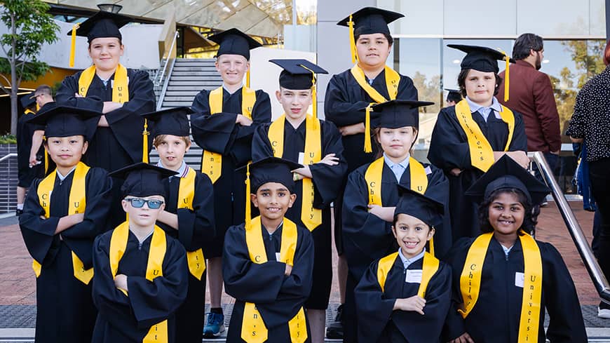 Hedley Ryder alongside fellow Children's University Graduates from Swan View Primary School.