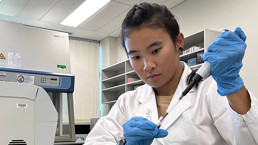 Female working in research laboratory