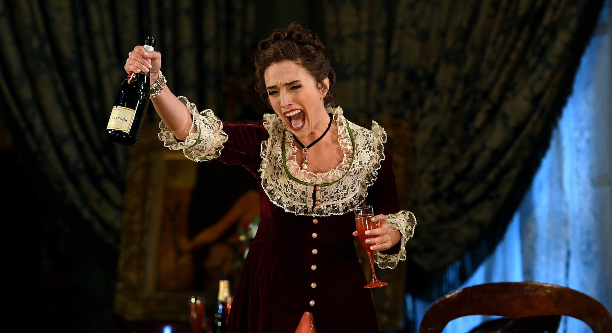 Woman singing on stage of Opera performance