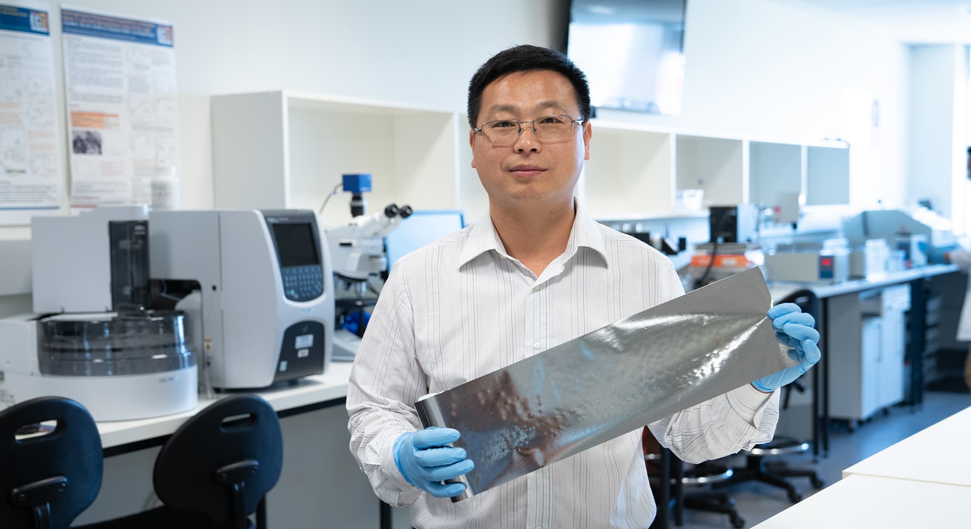 Laichang Zhang in the engineering lab