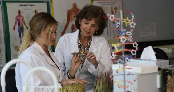 Two women working together in a science lab