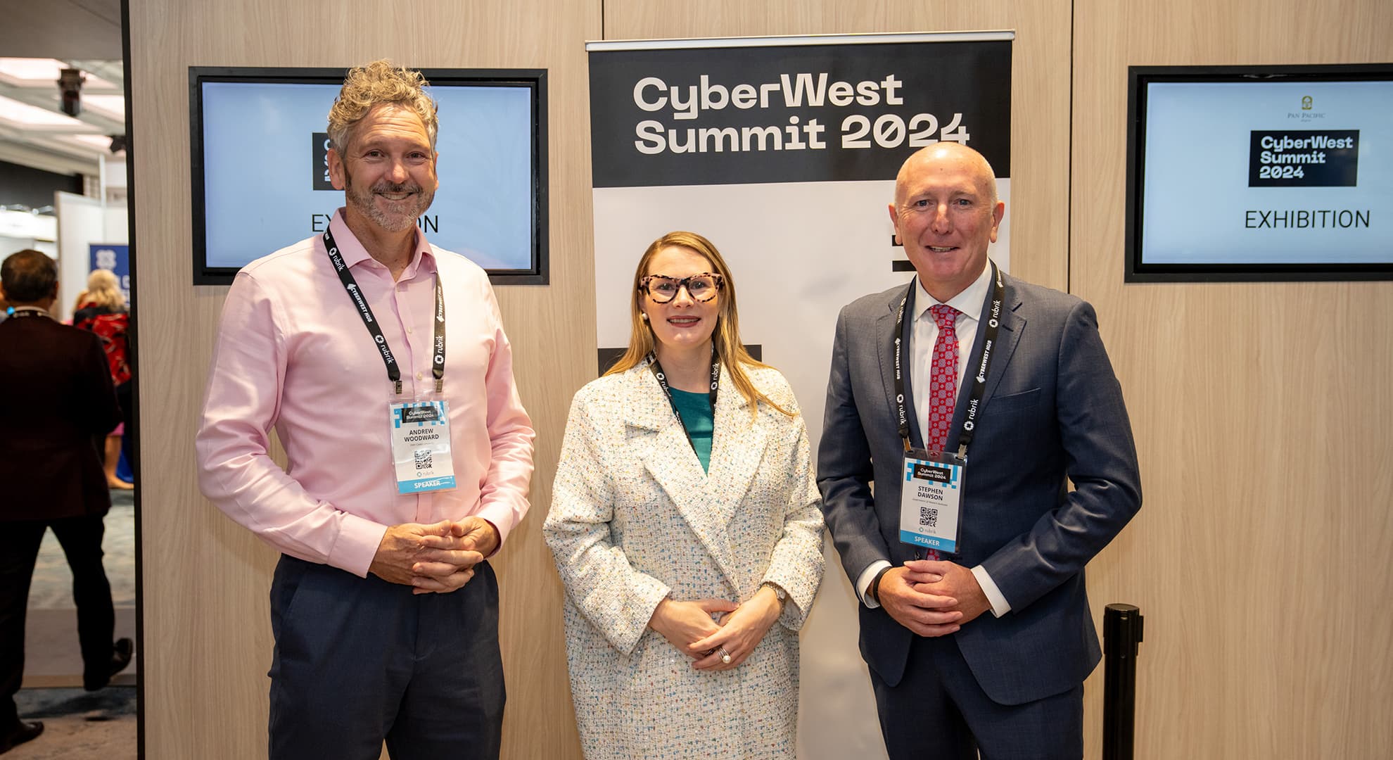 Andrew Woodward, Cecily Rawlinson and Minister Stephen Dawson
