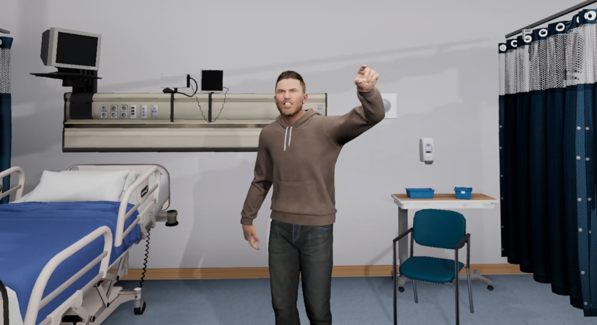 VR Image of a man yelling.