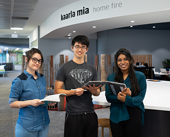 Students collaborating at Joondalup Campus Library.