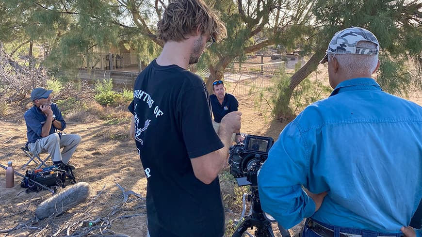 Casper Avenant with the ABC film crew on set