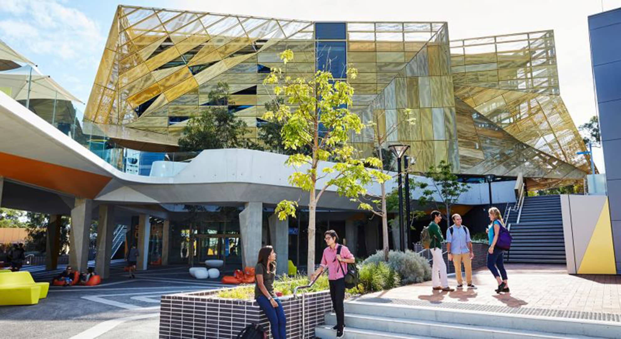 Students walking around Joondalup ECU campus