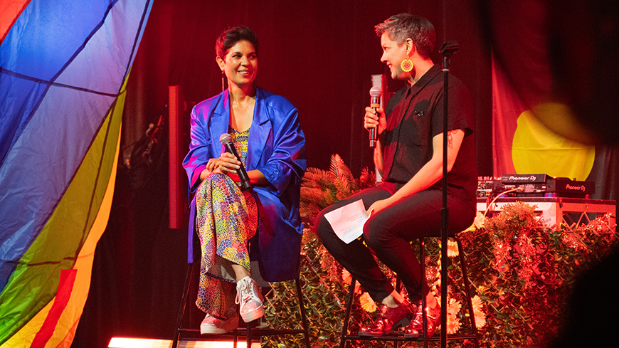Narelda Jacobs and Misty Farquhar on stage at Walkern Wirin