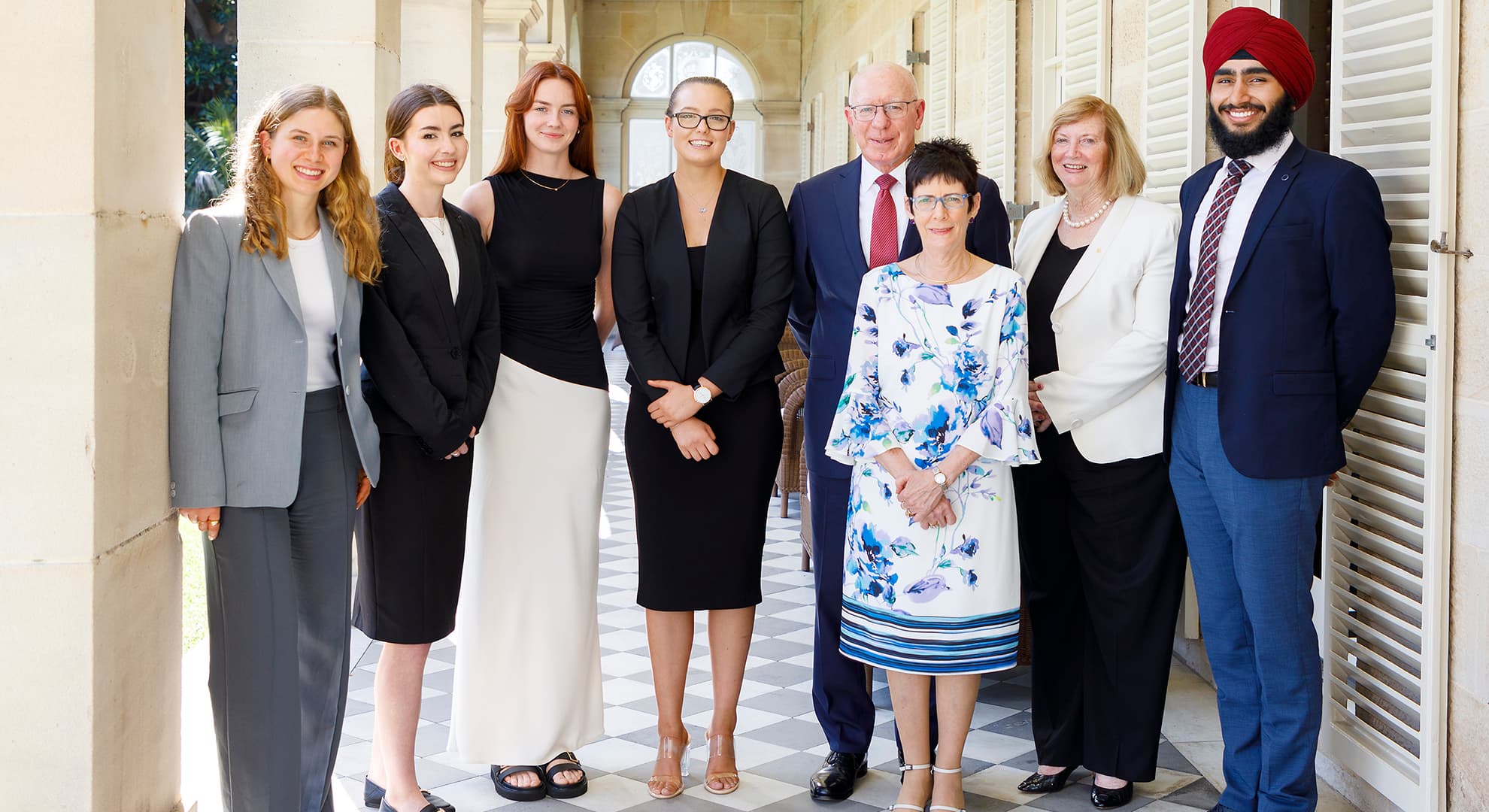 The Order of Australia Association Foundation Scholars and Their Excellencies at Admiralty House in Sydney.