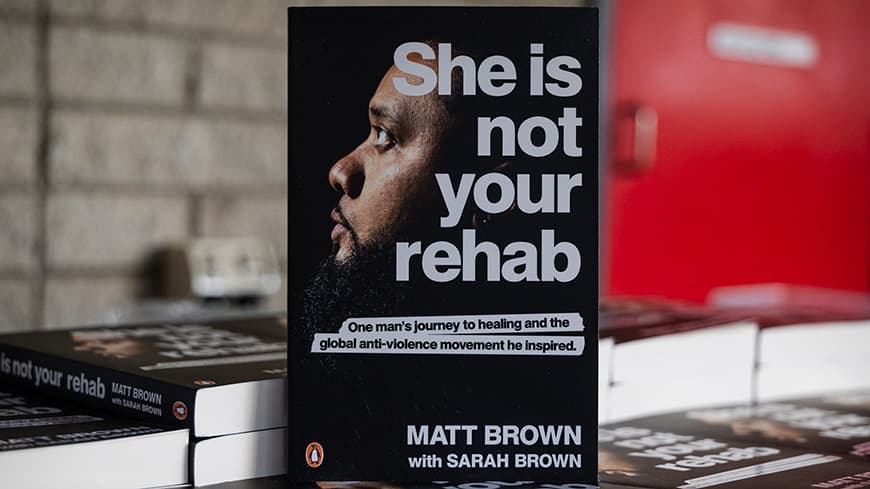 Close up of the book She Is Not Your Rehab