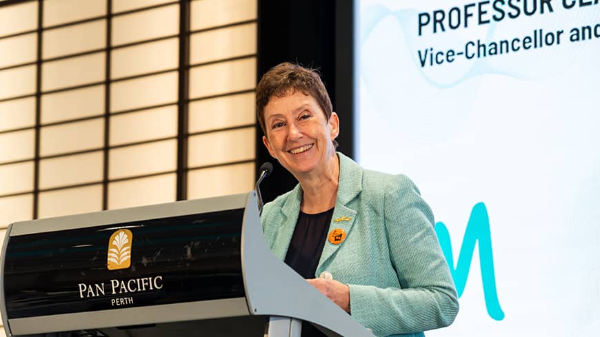 Professor Clare Pollock on stage