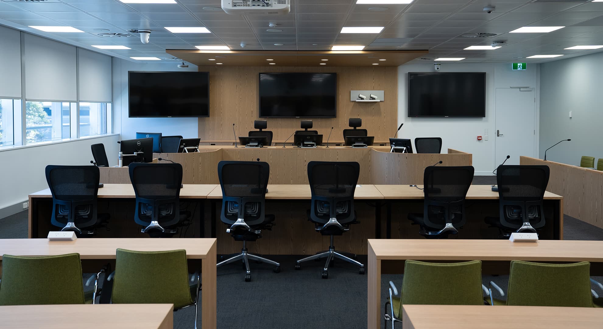 Mock courtroom on a university campus