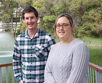 Huntington’s disease researchers - Dr Travis Cruickshank and Danielle Bartlett