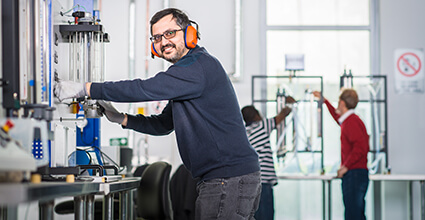 Student working in engineering lab