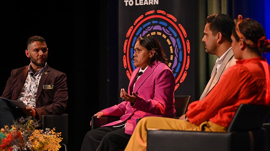 Cathy Freeman discussing her experiences as an Aboriginal Australian athlete