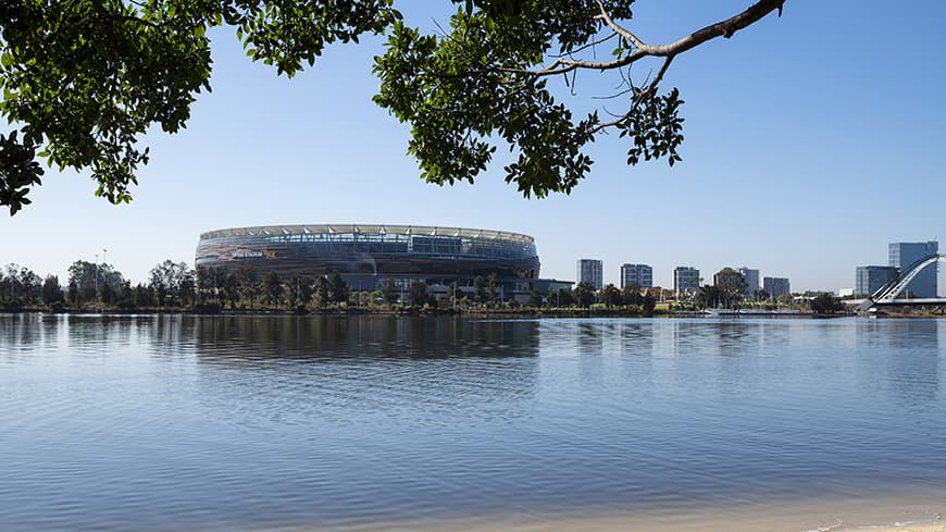Large sports stadium in Perth city