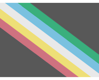 The Disability Pride Flag - The flag has a black background, and five diagonal stripes running from the top left corner to the bottom right corner of the flag ( L-R red, yellow, white, light blue, green). 