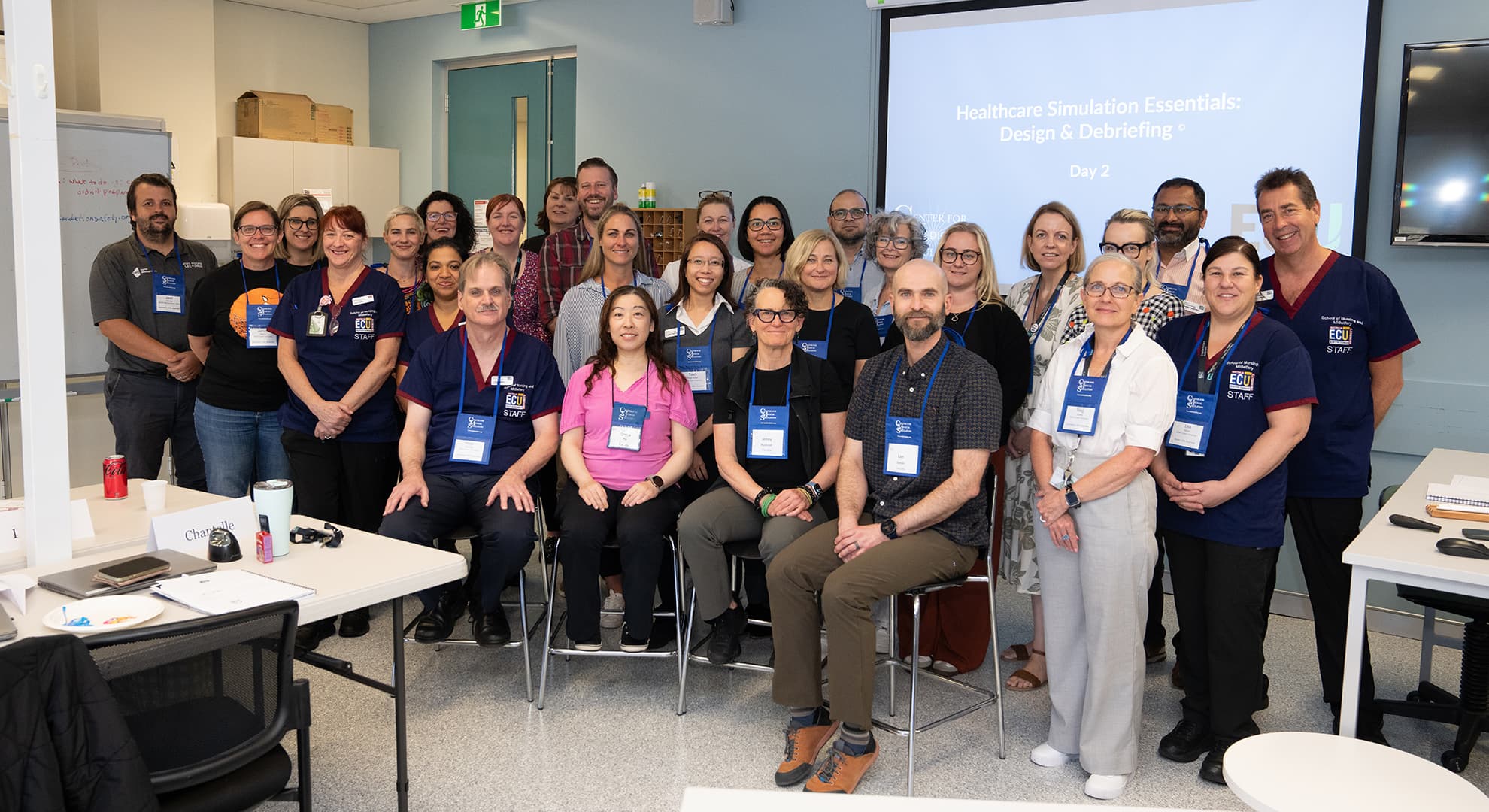 Group shot of attendees at the Healthcare Simulation Essentials Course