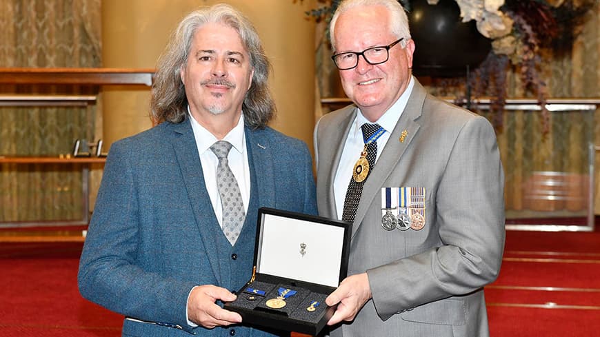 Paul Tunzi AM with the Governor of Western Australia, His Excellency the Honourable Chris Dawson AC APM