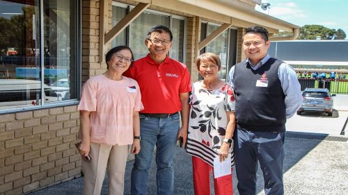 Group shot of four people